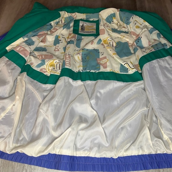 London Fog Blue and Green Jacket vintage print sz M - Picture 4 of 9